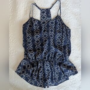 Rebecca Minkoff 100% Silk‎ Peplum Top with Geometric Dots
